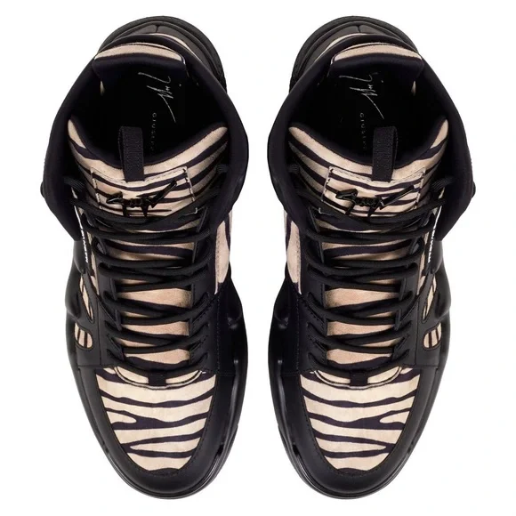 giuseppe zanotti BNIB zebra suede hightop sneakers - Picture 3 of 7